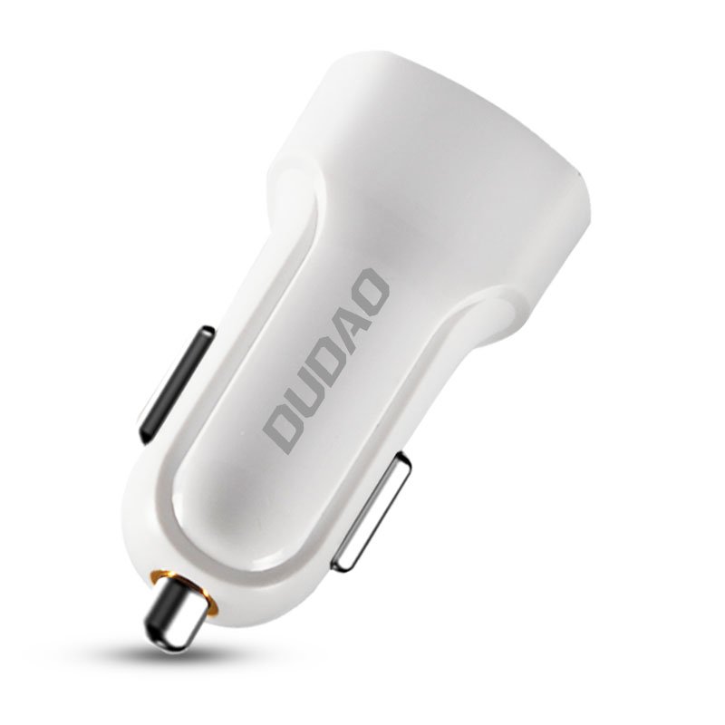 Dudao automobilinis įkroviklis 2x USB 2.4A + USB 3v1 Lightning / Type C / micro USB laidas (R7) - Baltas