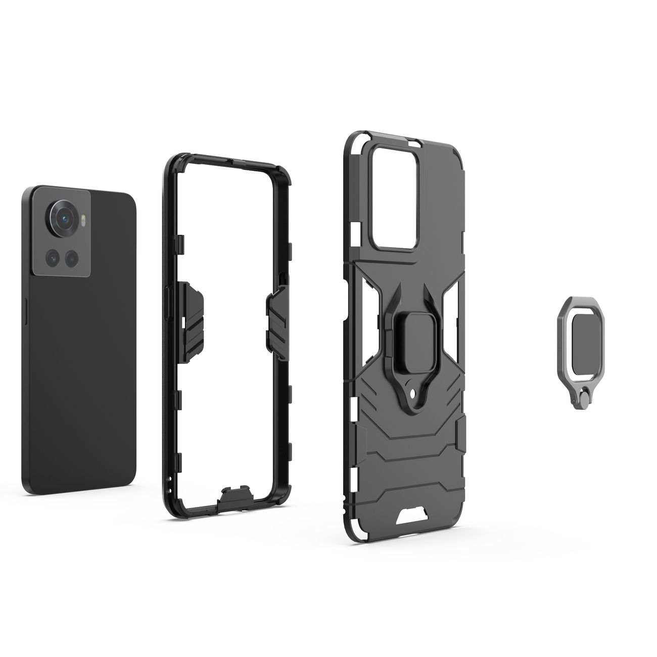 Atsparus dėklas Ring Armor Case telefonui OnePlus Ace - Juoda