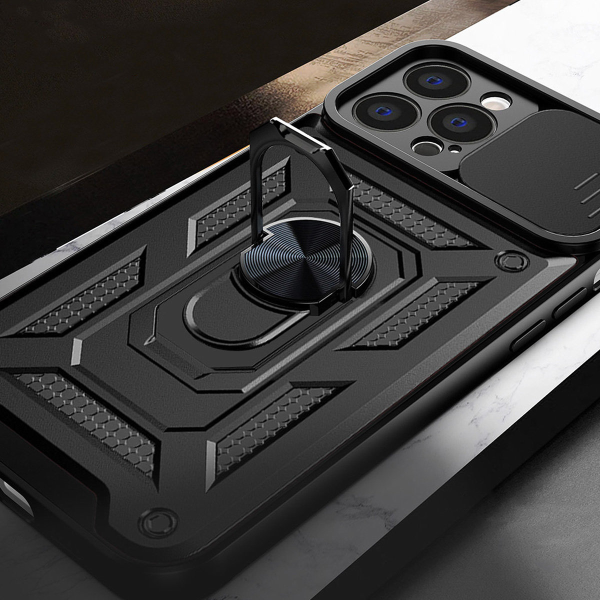 Hybrid Armor Camshield dėklas Realme 10 Pro - Juoda