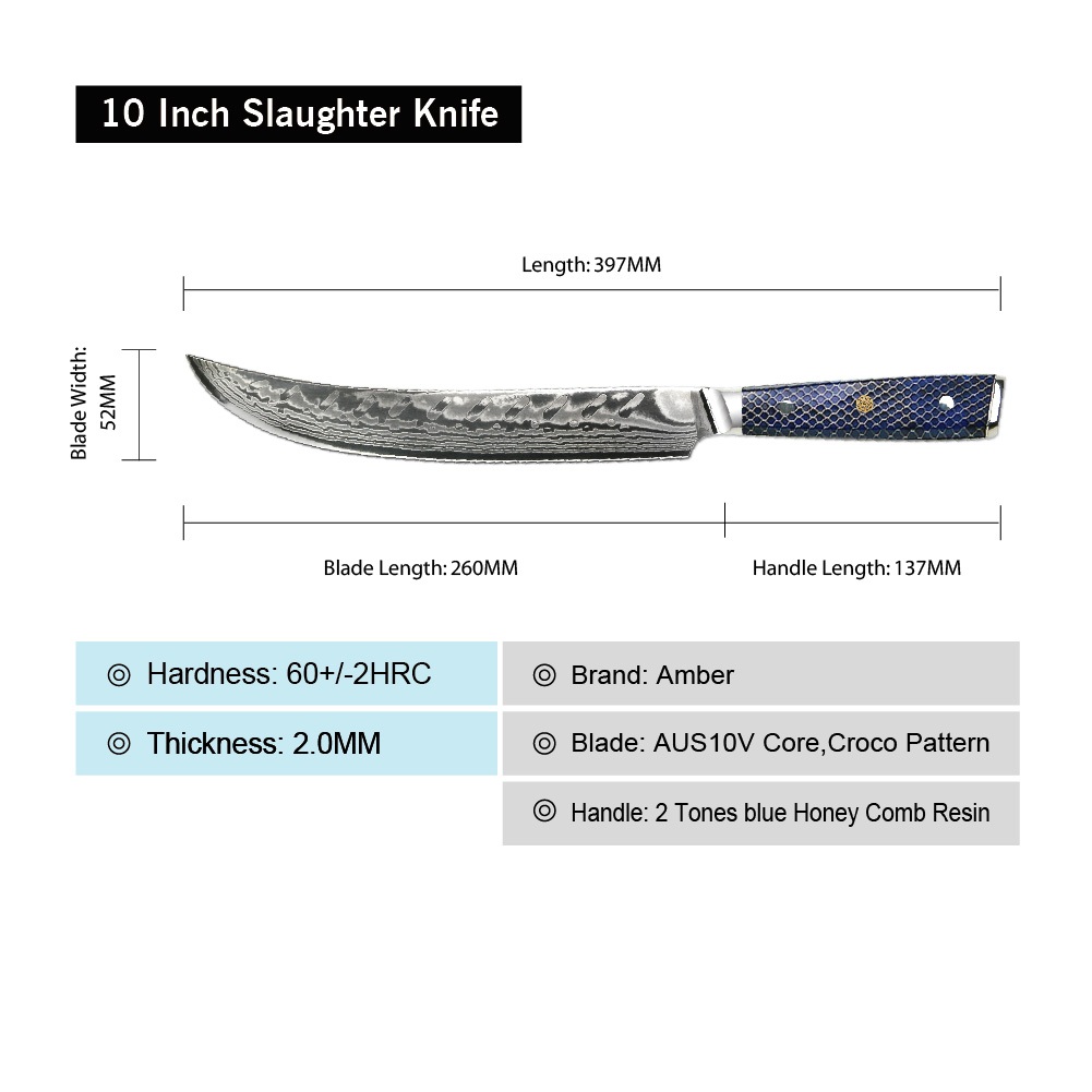 Damaskinis virtuvinis peilis YU-37420 - Slaughter / Mėlyna