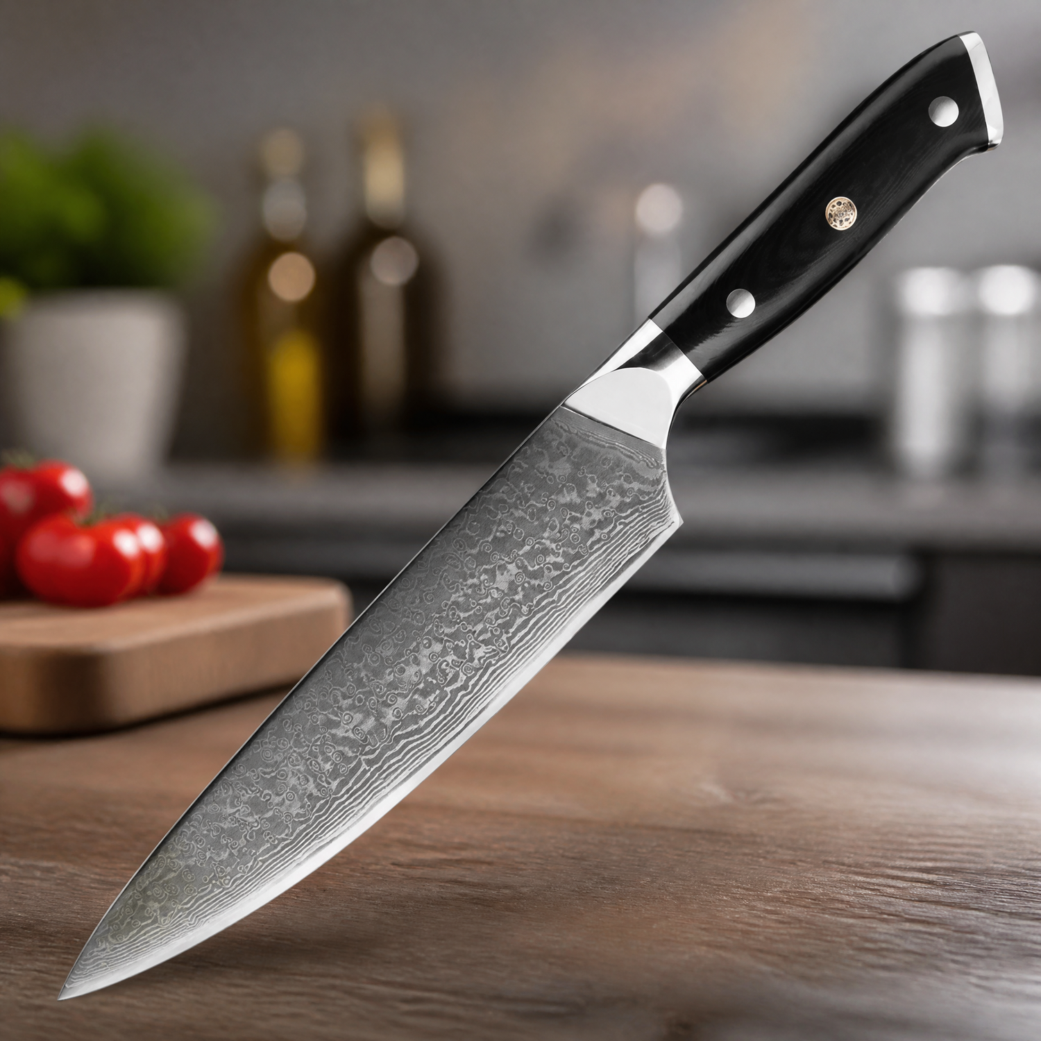 Damaskuotas virtuvės peilis KX-42117 - Bread / Juodas