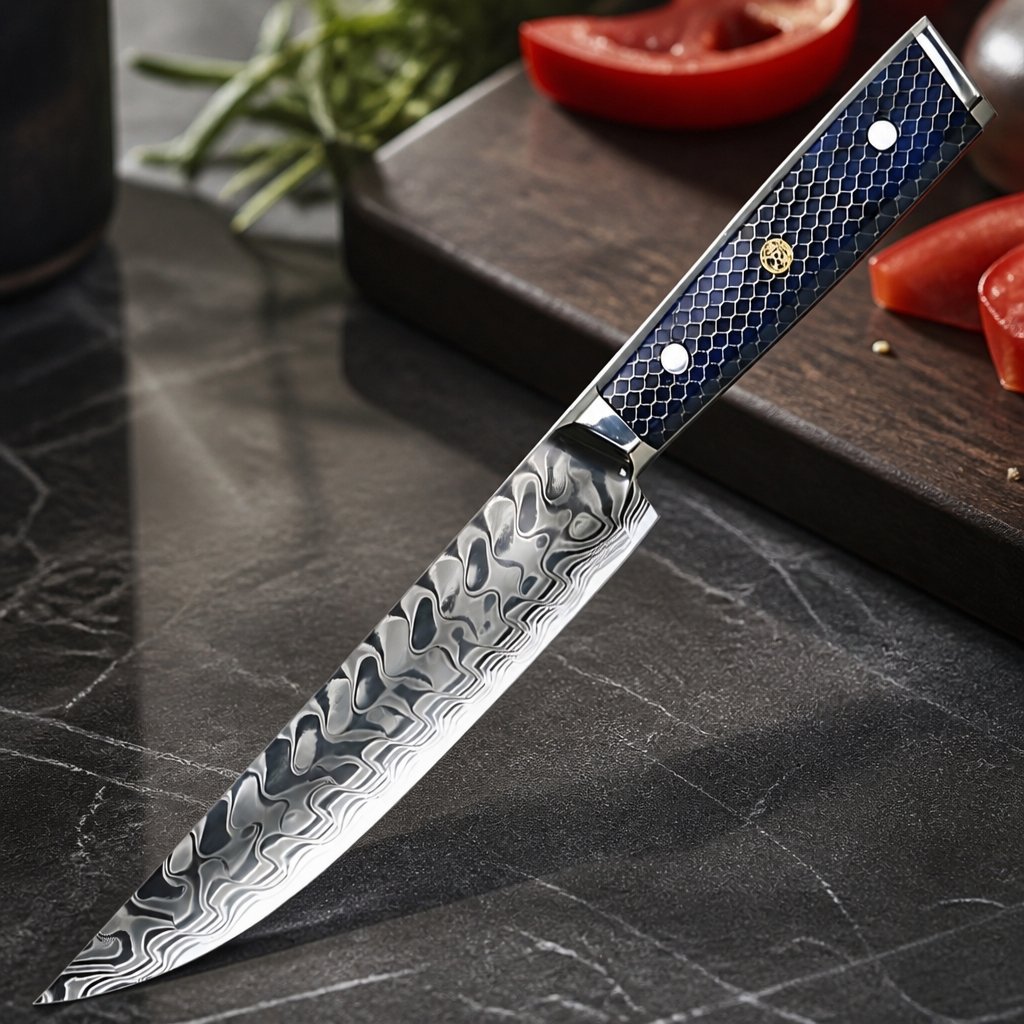 Damaskinis virtuvinis peilis YU-37416 - Universalu / Mėlyna